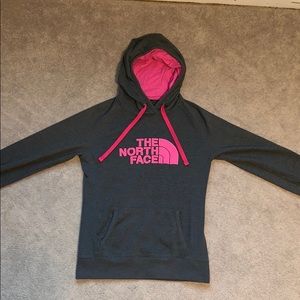 North Face dark grey and pink sweatshirt !!!💞